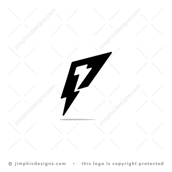 P Flash Logo logo for sale: Abstract uppercase letter P design is shaped with two bolt graphics.