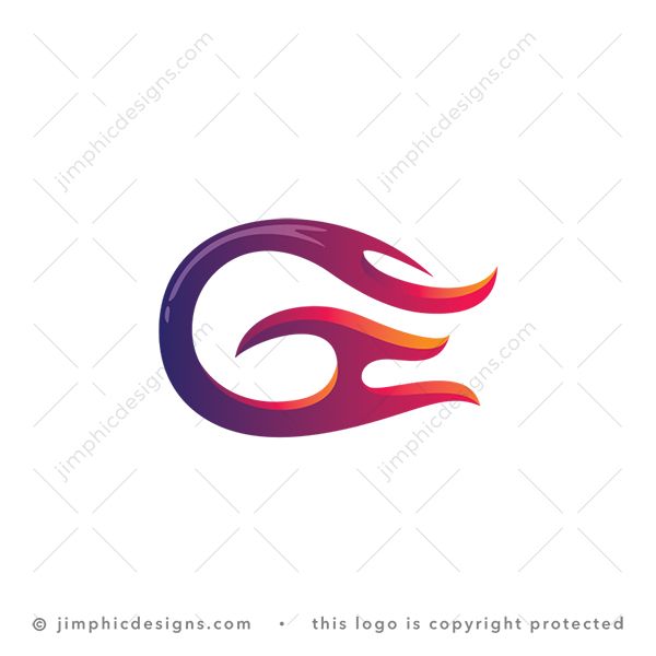 GE Flame Logo logo for sale: Modern fire graphic is shaped as an uppercase letter G and the flames shaped as a letter E.