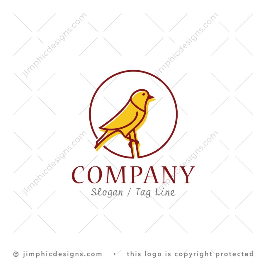 Bird Logo logo for sale: Simplistic bird design sitting calmly on a branch is shaped with simplistic line design.