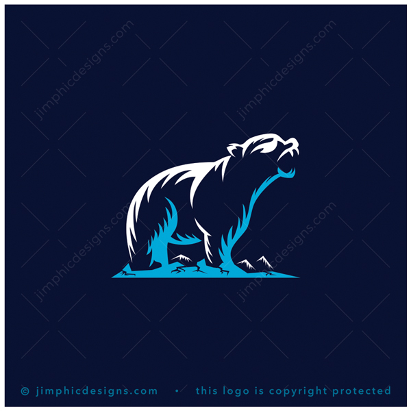 Bear Logo logo for sale: Modern bear design standing on all four legs and his mouth open big roaring into the air showing his big teeth.