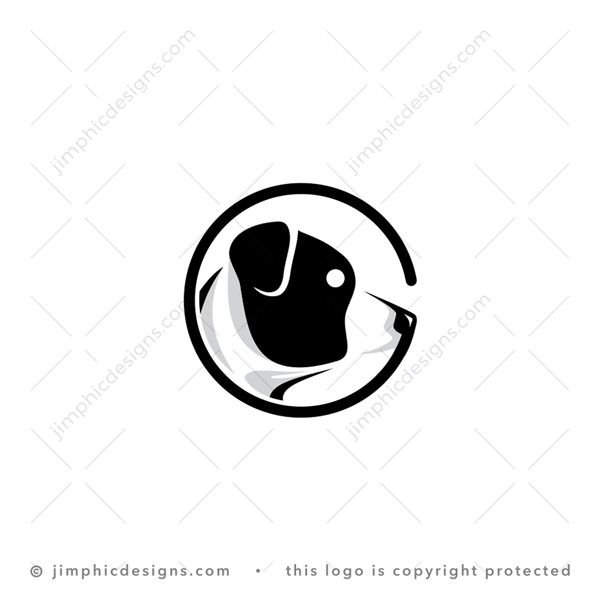 Dog Logo logo for sale: Modern and simplistic dog design inside a round circle shape.