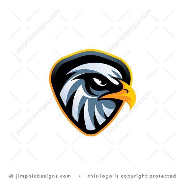 Eagle Logo logo for sale: Modern eagle with a strong look in his eyes inside a rounding crest.