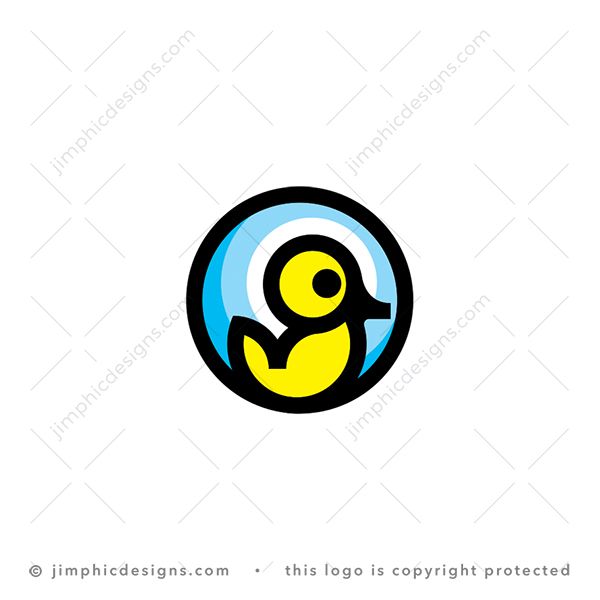 Duck Logo logo for sale: Modern and very simplistic duckling shaped inside a circle with thick lines.