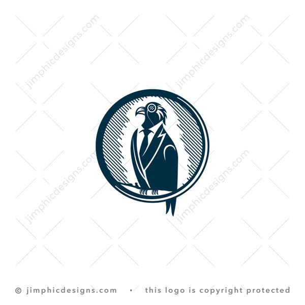 Eagle Logo logo for sale: Modern eagle sitting with his head held high, monocle on his eye and a suit on his body.