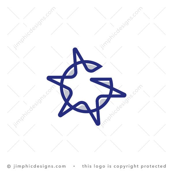 Letter G Star Logo logo for sale: Thick line shapes a circle inside a big star to shape an uppercase letter G.