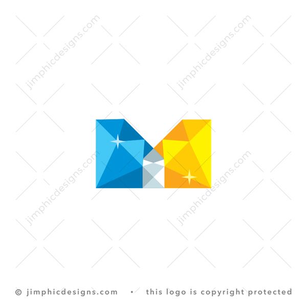 M Diamond Logo logo for sale: Two modern diamond graphics laying on their sides in front of each other creates a big letter M shape.