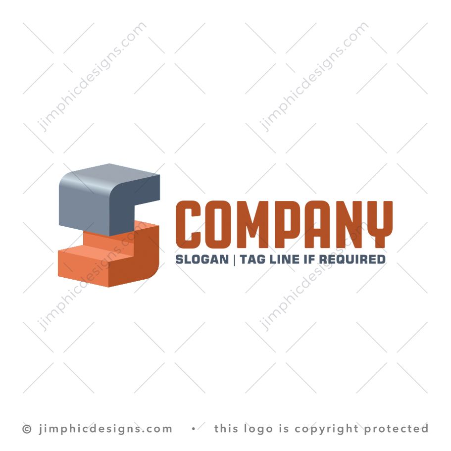 S Construction Logo logo for sale: Two construction blocks created on an isometric field shapes the letter S. The isometric image creates the impression of building.