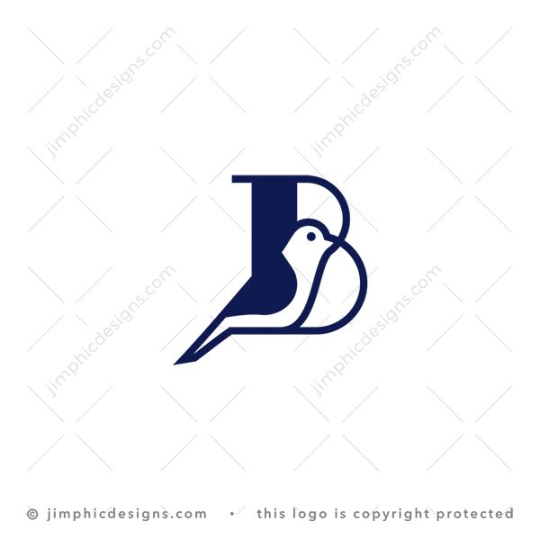 Bird B Logo logo for sale: Modern and simplistic bird is shaped inside an uppercase letter B design.