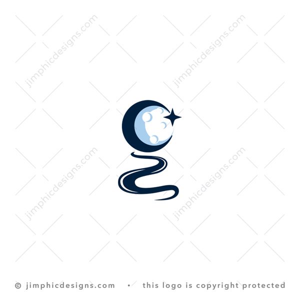 g Moon Logo logo for sale: Modern lowercase letter G design is shape with a pathway leading to the moon.