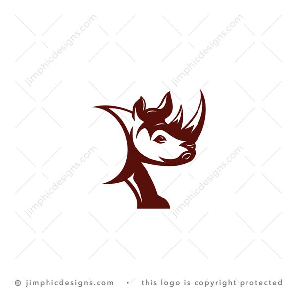 R Rhino Logo logo for sale: Modern and detailed rhino graphic is shaped inside a bold letter R design.