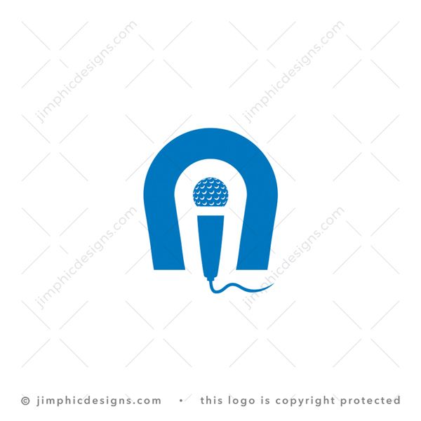 Mic A Logo logo for sale: Modern letter A design is shaped in white negative space perfectly around a microphone design.