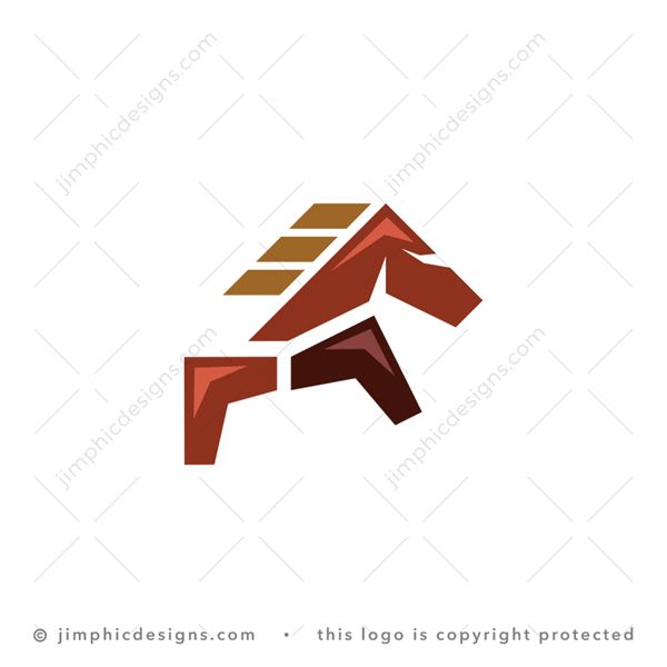 Horse Logo logo for sale: Very simplistic horse design shaped with upward pointing arrows.