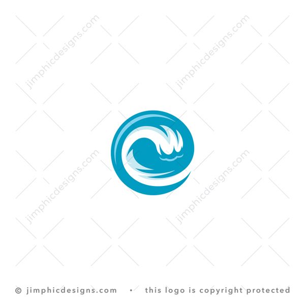 e Wave Logo logo for sale: Modern and round lowercase letter e design is shaped with a white negative space wave inside.