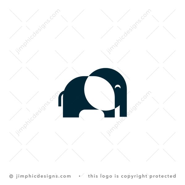 Elephant Logo logo for sale: Very simplistic elephant design with his ear shaped by overlapping objects.