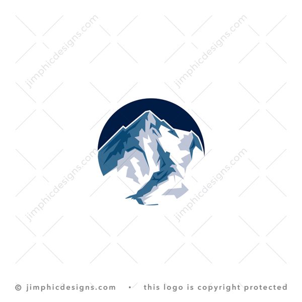 Mountain Logo logo for sale: Modern and detailed mountain range inside a round circle shape.