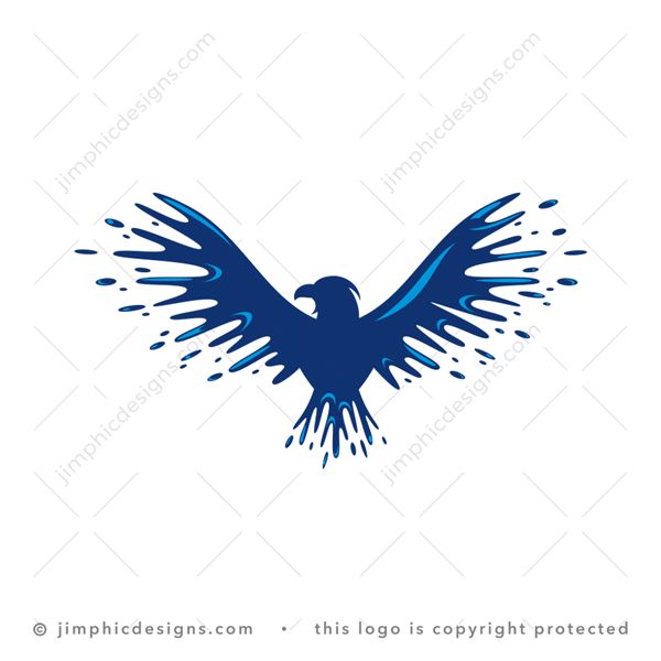 Eagle Logo logo for sale: Modern eagle bird design with his wings spread wide are shaped with ink splatters.