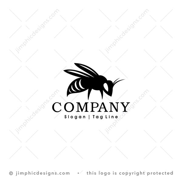 Bee Logo logo for sale: Modern and simplistic bee design. Bee is in a standing motion.