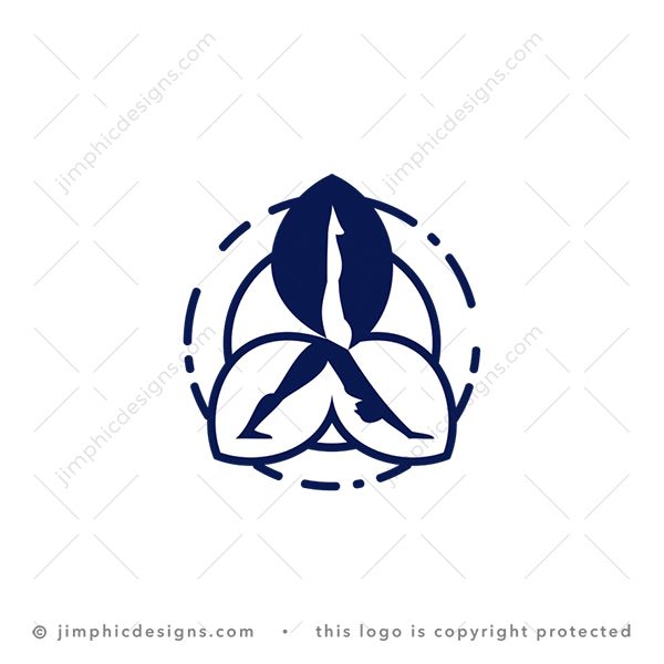 Yoga Trinity Logo logo for sale: Sleek person in a yoga position shaped into a trinity symbol to symbolize three states of yoga.