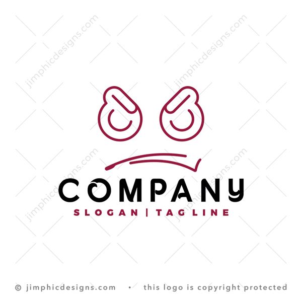 Angry Face Logo logo for sale: Simplistic face design is created to show an angry or determined emotion in as very little as possible graphics.