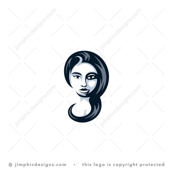 G Girl Logo logo for sale: Modern lady head graphic with her hair in the shape of a lowercase letter G.