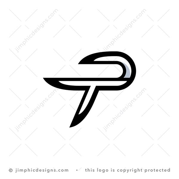 TP Letter Logo logo for sale: Two sleek uppercase letters incorporated into one another in an moving or italics type shape.