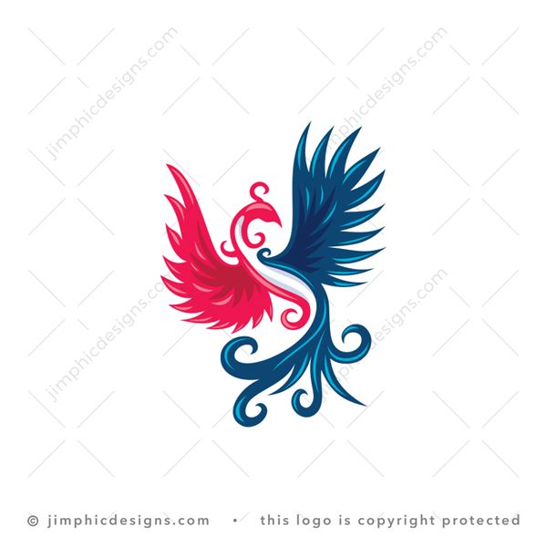 Phoenix Logo logo for sale: Modern mystical phoenix bird design is shaped with two brightly color graphics.