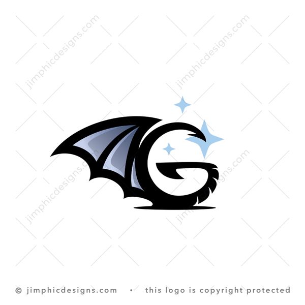 G Dragon Logo logo for sale: Traditional dragon wing incorporated into an uppercase letter G design.