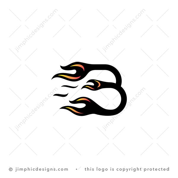 B Flame Logo logo for sale: Sleek letter B design with big flames on the end of each line that shapes the letter.