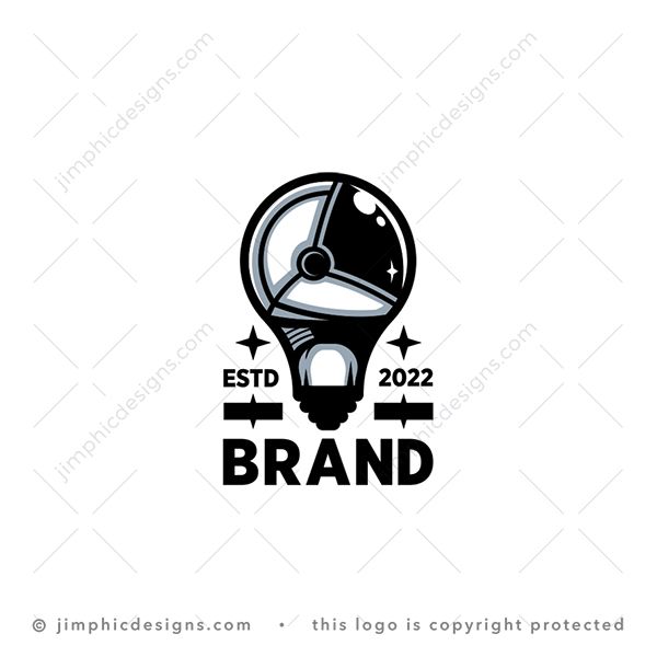 Space Bulb Logo logo for sale: Modern astronaut graphic is created perfectly in an iconic light bulb shape.