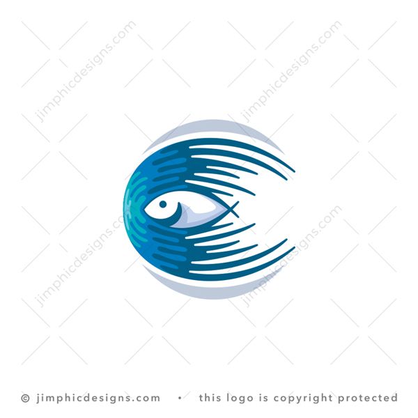 Fish Logo logo for sale: Modern and simplistic fish design swimming in the water.