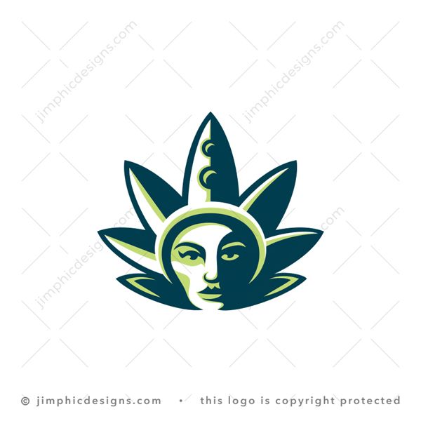 Cannabis Queen Logo logo for sale: Modern female queen character with her crown shaped like a cannabis leaf.