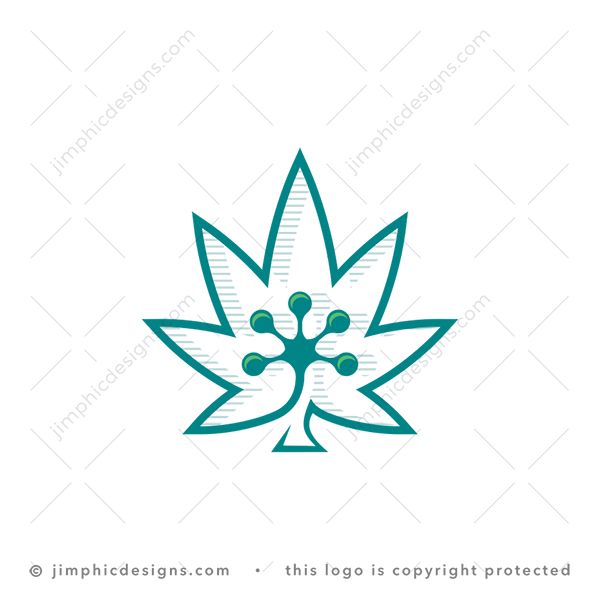 Gecko Cbd Logo logo for sale: Very simple and elegant gecko hand placed in the center of a cannabis leaf.