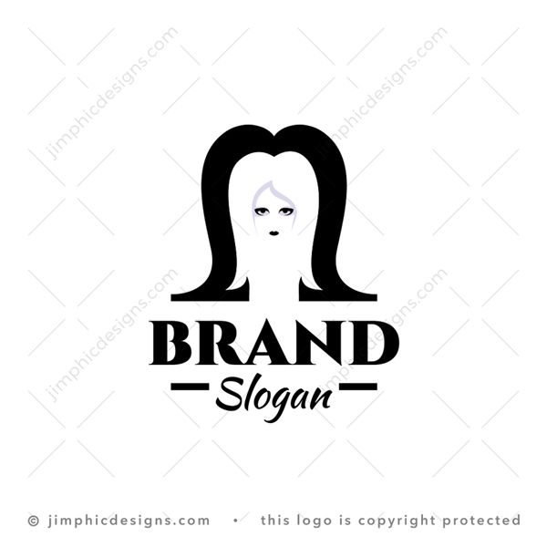 M Beauty Logo logo for sale: Smooth letter M design shaped around a beautiful woman's head.