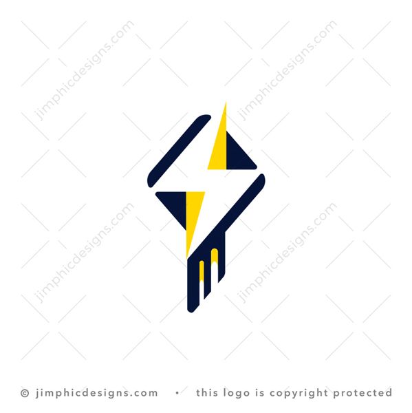 Bolt Key Logo logo for sale: Elegant and simplistic bolt shaped perfectly into an iconic key design.