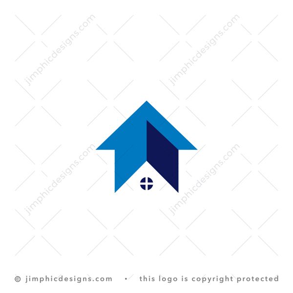 Up House Logo logo for sale: Simplistic house graphic is shaped perfectly into an upward pointing arrow.