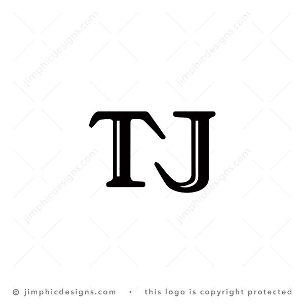 TNJ Logo logo for sale: The three letter logo design is shaped with custom letters. The middle letter is shaped with negative space. Negative space was created with the custom letter T and letter J design.