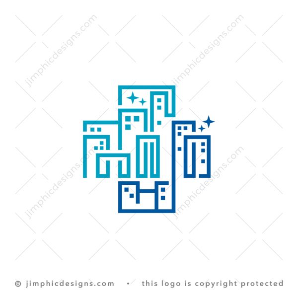 Medical City Logo logo for sale: Big iconic medical cross design have a city landscape shaped inside the cross.