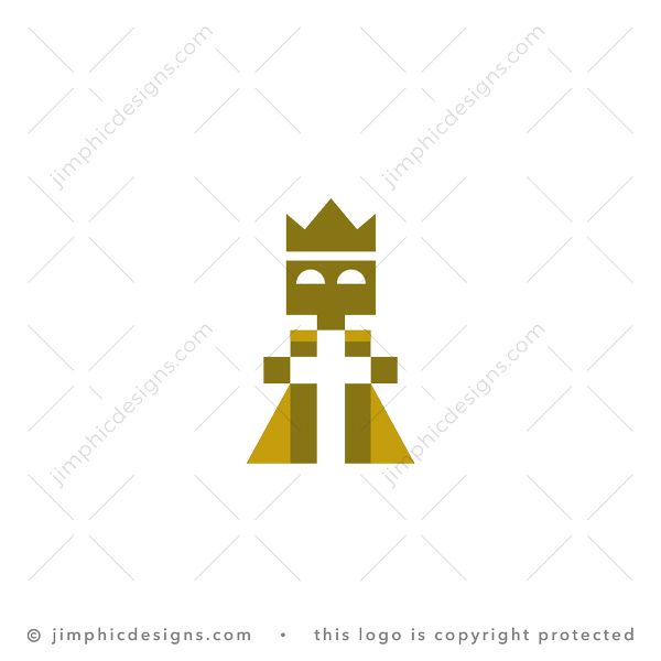 Royal Cross Logo logo for sale: A royal figure wearing a crown is shaped around a big Christian cross.