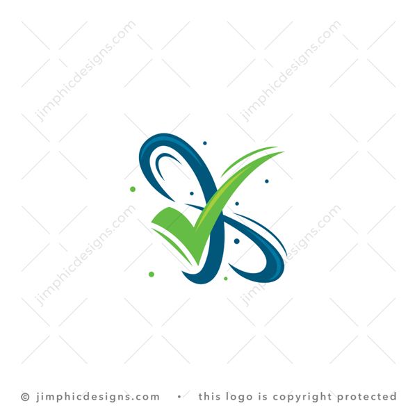 K Logo logo for sale: Elegant and sleek letter K design is shaped with some abstract lines and an approved right mark symbol.