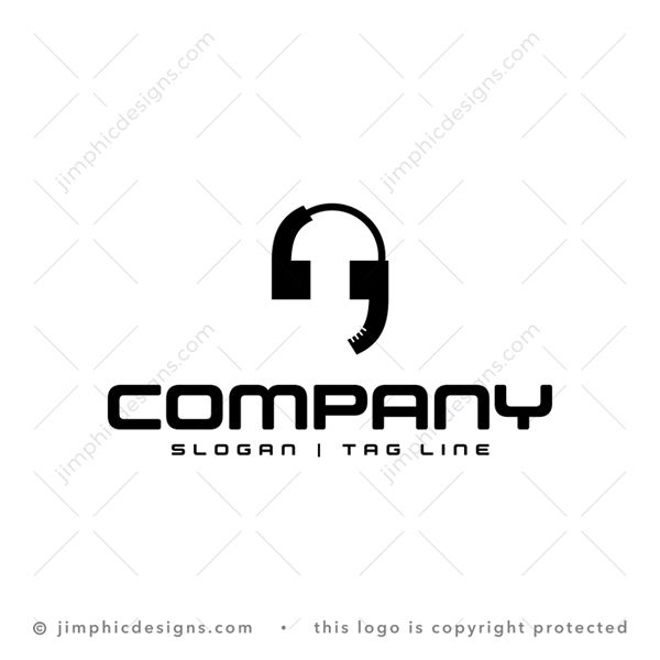 Comma Music Logo logo for sale: Two iconic type comma designs opposite each other is connected with a rounding shape to create music earphones.