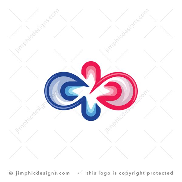 Infinity Health Logo logo for sale: Rounded medical cross design featuring a big bold infinity shape inside.