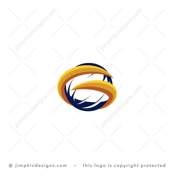 G Logo logo for sale: Abstract swoosh bending around a big globe creates the shape of a letter G.