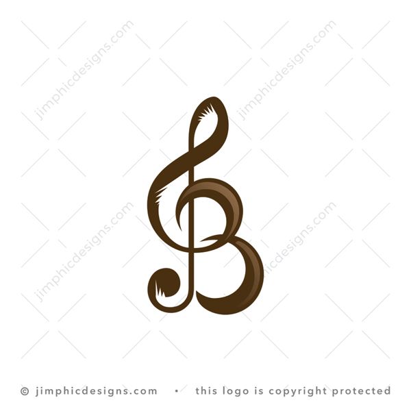 Musical B Logo logo for sale: Sleek and iconic musical note incorporated into an uppercase letter B.