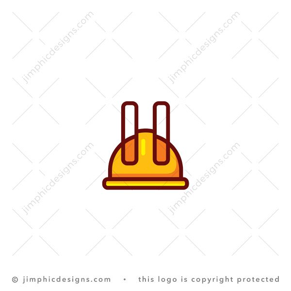 Letter H Construction Logo logo for sale: Iconic construction hardhat is shaped with a big uppercase letter H at the top.