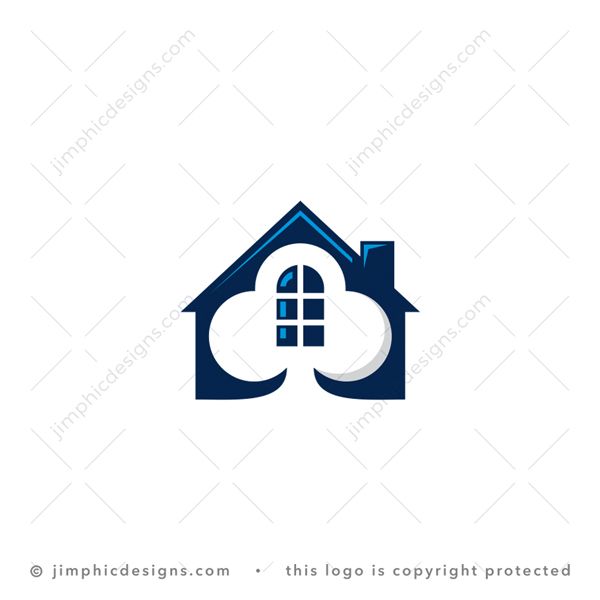 Clover House Logo logo for sale: Iconic house graphic features a negative space casino clover symbol design and a big window inside.