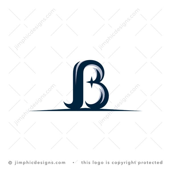 B Letter Logo logo for sale: Modern uppercase letter B design ending in the center with a big star.