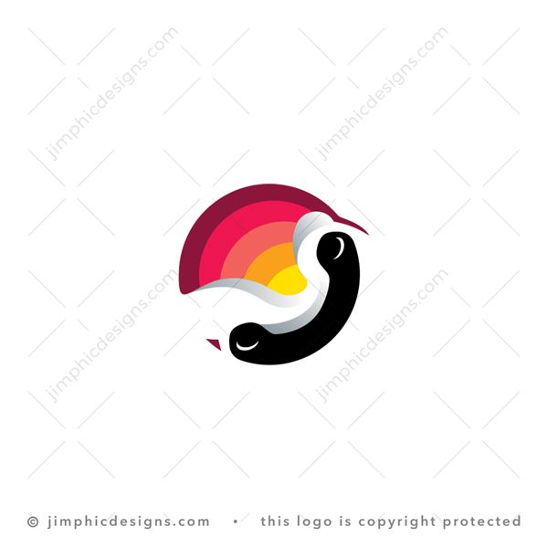 Bird Call Logo logo for sale: Iconic telephone icon shaped around the neck of a bird inside a circle.