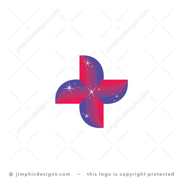 Cross Logo logo for sale: Medical cross design is shaped with smooth abstract shapes and some magical stars.