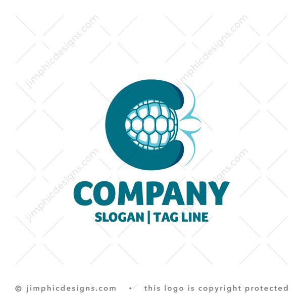 C Turtle Logo logo for sale: A bold letter C design is shaped around a simplistic turtle animal design.