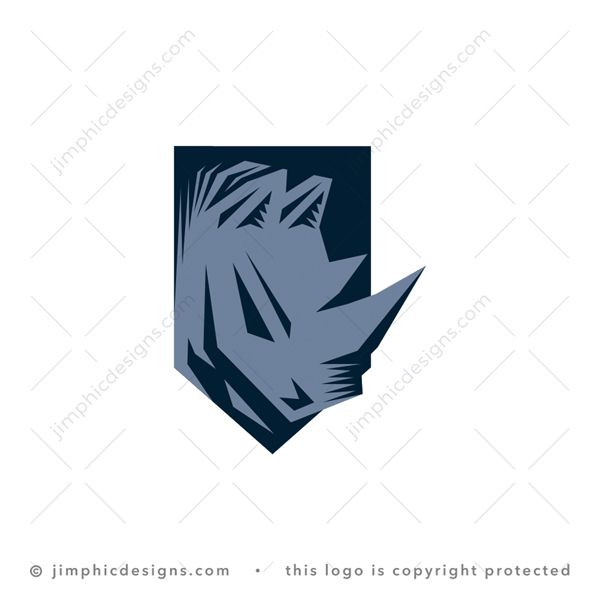 Rhino Logo logo for sale: Modern rhino head shaped into an iconic long shield design.